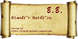Blanár Balázs névjegykártya